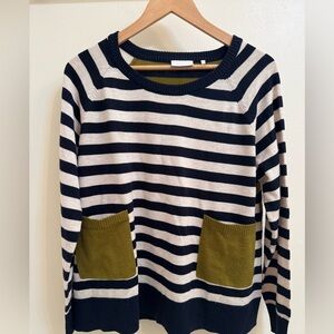 Navy and Olive Striped Sweater